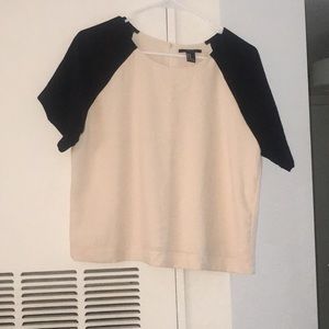 Forever 21 cream and black Colorblock crop top
